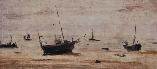 Bateaux échoués à marée basse — Eugène Boudin