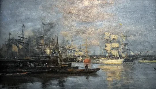 Bordeaux. Le voilier blanc. Effet du soir
