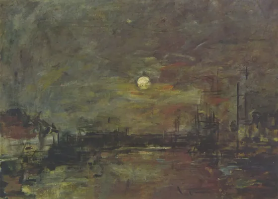 Crépuscule sur le bassin du Commerce au Havre