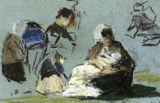 Femme allaitant. Auberge Saint-Siméon, Honfleur