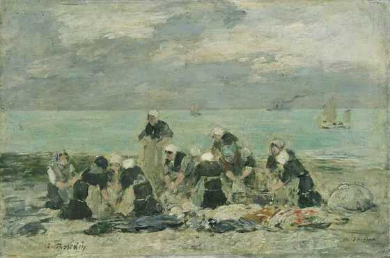 Femmes lavant le linge à Étretat
