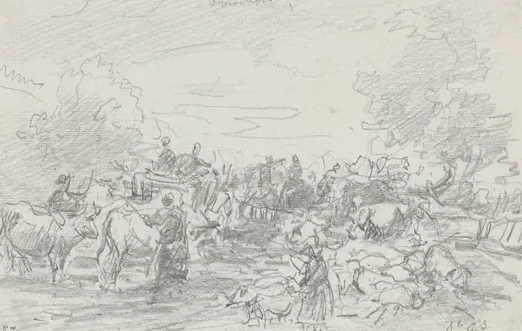 Herds Crossing a Stream