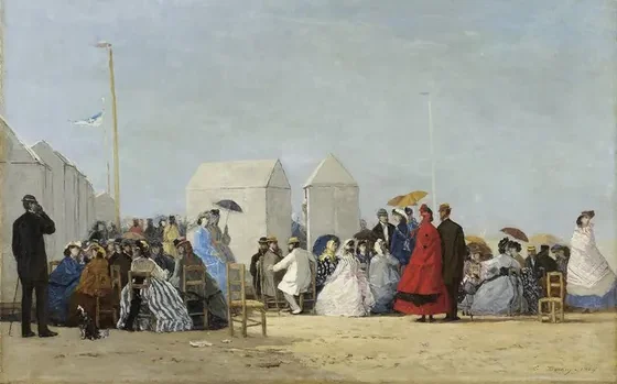 La plage de Trouville à l'heure du bain