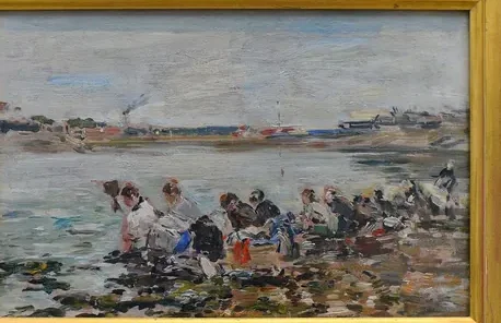 Lavandières sur la Touques — Eugène Boudin