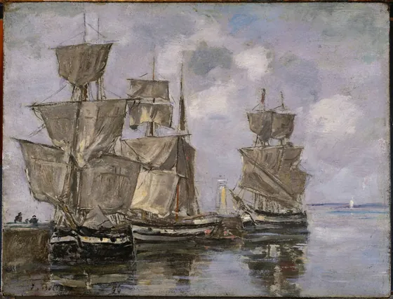 Navires dans le Port à Honfleur