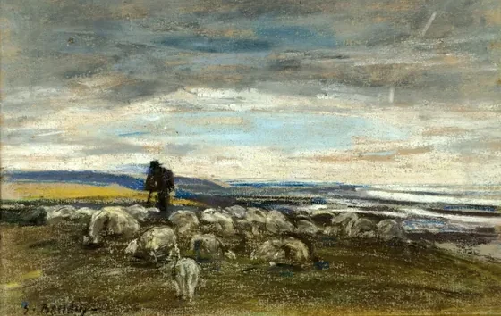 Pâturage aux moutons, côte normande