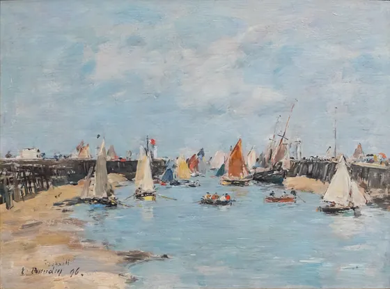 Rentrée des bateaux de pêche à Trouville