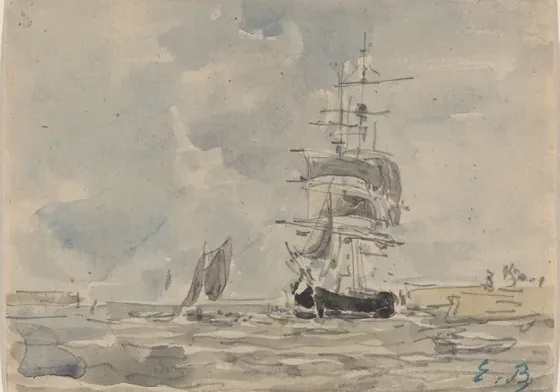 Seascape with Sailing Vessel