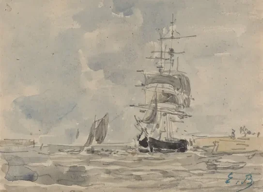 Marine avec voilier — Eugène Boudin