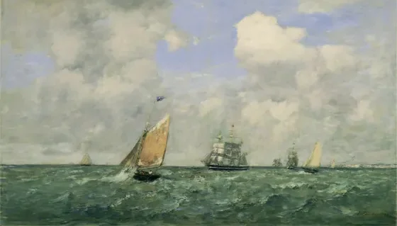 Ships and Sailing Boats Leaving Le Havre