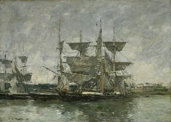Ships at dock, Deauville