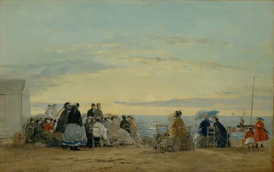 Sur la plage, coucher de soleil