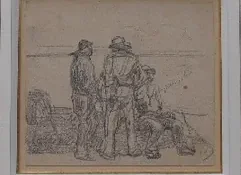 Trois marins-pêcheurs sur la jetée