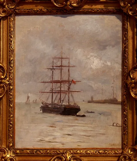 Trois-mâts au mouillage