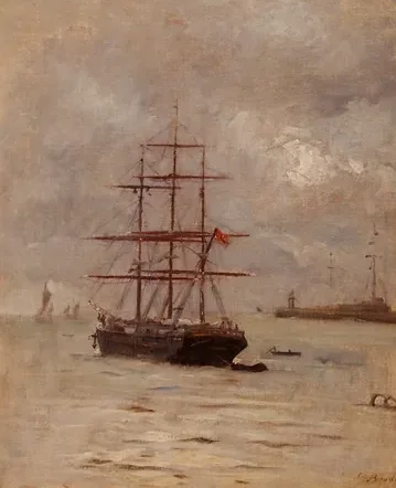 Trois-mâts au mouillage — Eugène Boudin