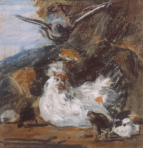 Une poule et ses poussins