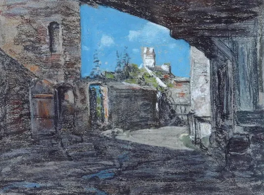 Vieille cour à Honfleur — Eugène Boudin