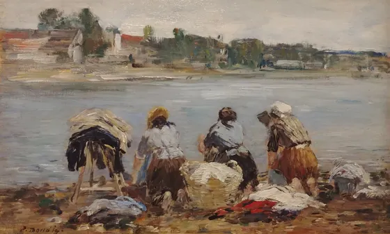 Washerwomen on the Banks of the River Touques