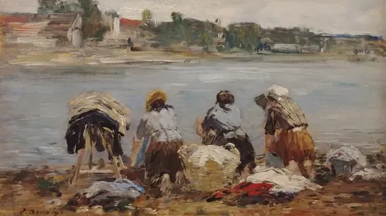 Washerwomen on the Banks of the River Touques