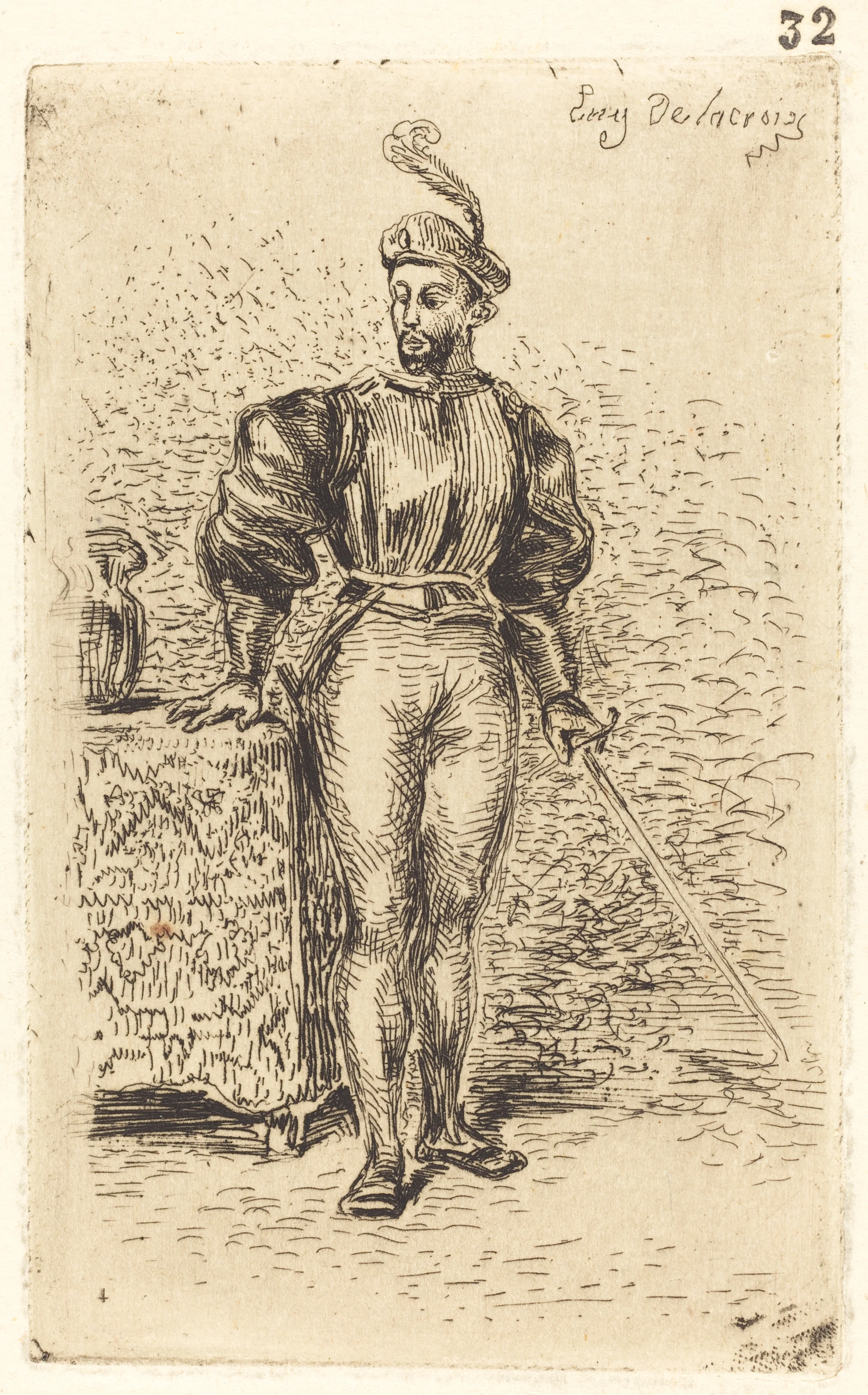 A Man with Weapons (Un Homme d'armes), Eugène Delacroix