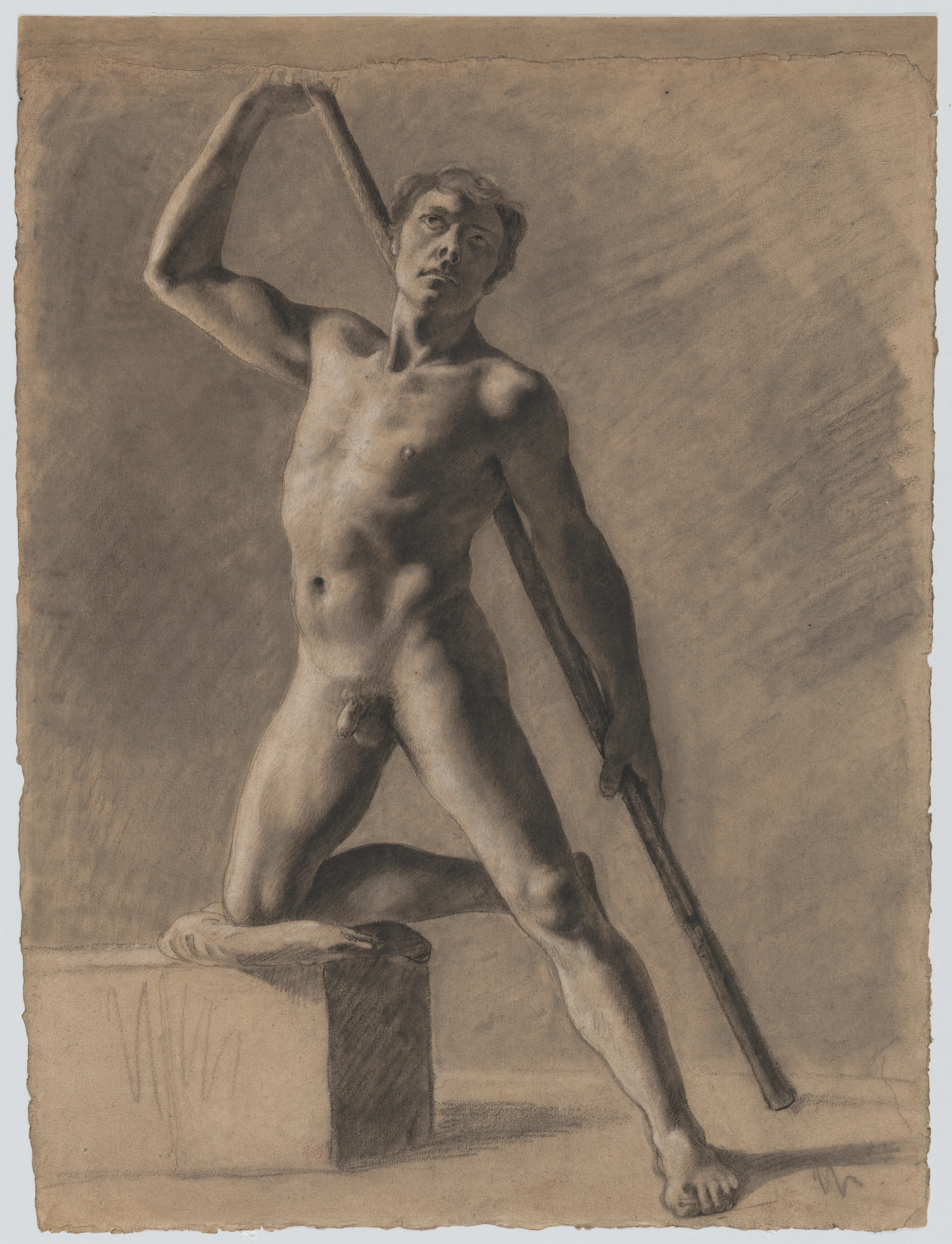 Academic Male Nude with Staff, Eugène Delacroix