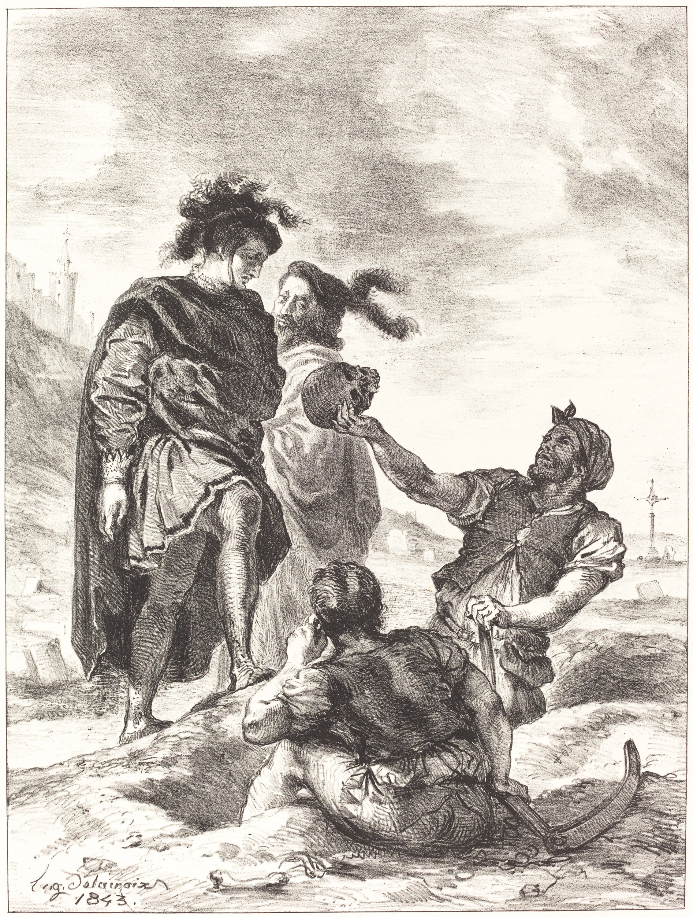 Hamlet and Horatio before the Gravediggers (Act V, Scene I), Eugène Delacroix