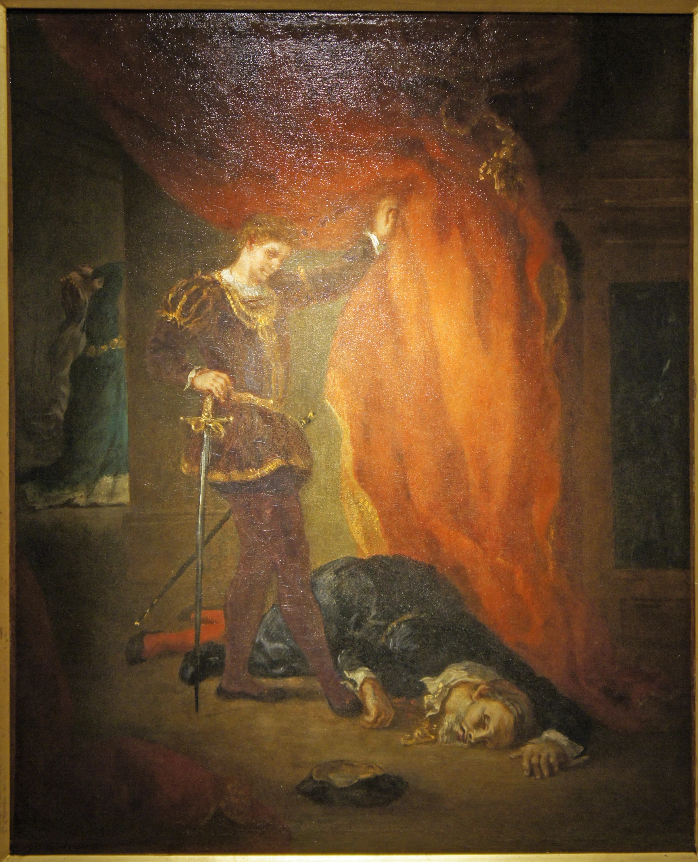 Hamlet devant le corps de Polonius, Eugène Delacroix