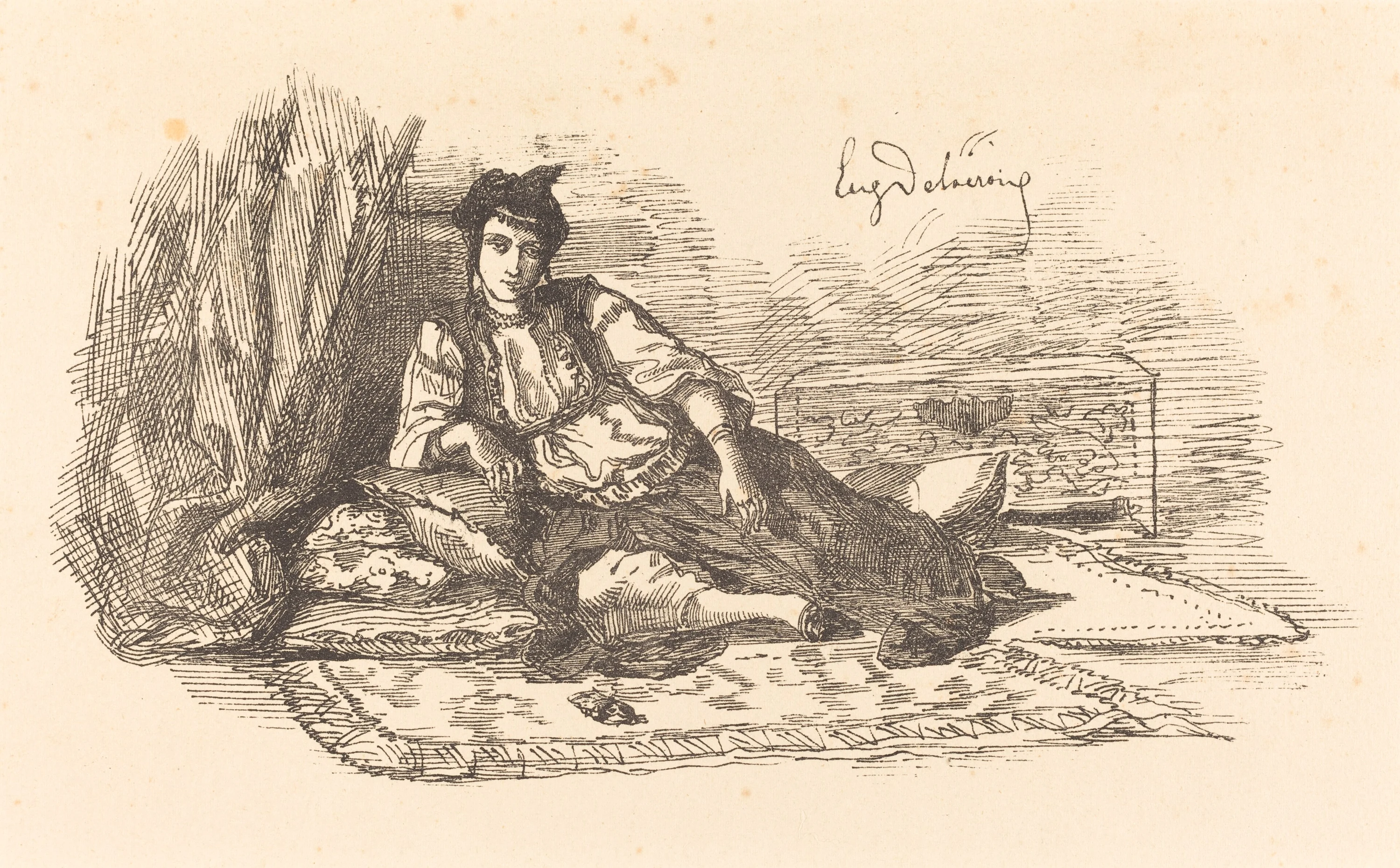 Jewish Woman of Algiers (Juive d'Alger et une rue à Alger), Eugène Delacroix