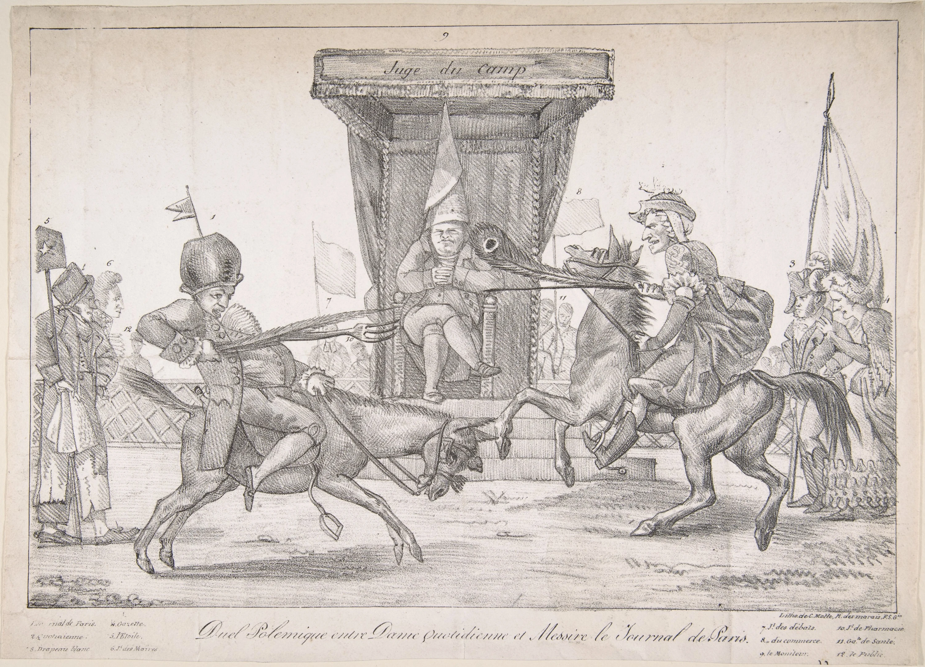 Polemical Duel between Lady Quotidienne and Sir Journal de Paris, Eugène Delacroix