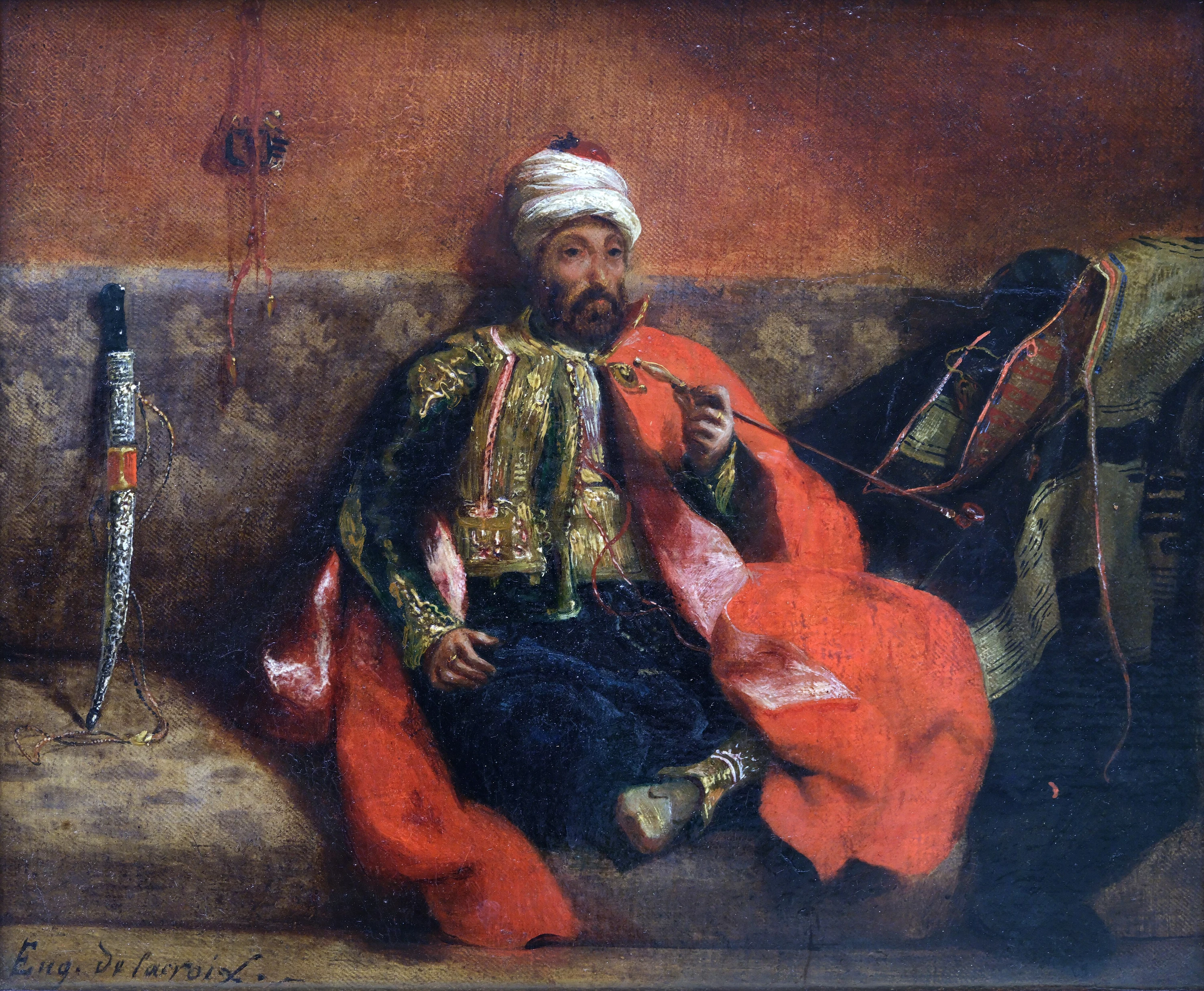 Turc fumant, assis sur un divan, Eugène Delacroix