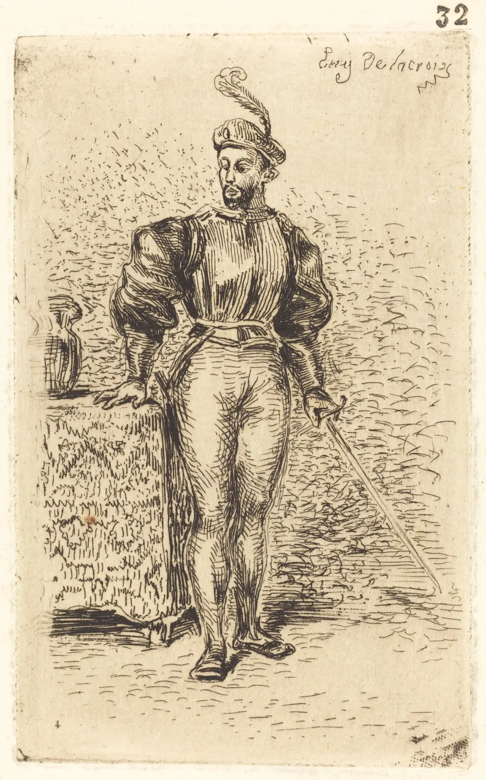 A Man with Weapons (Un Homme d'armes), Eugène Delacroix