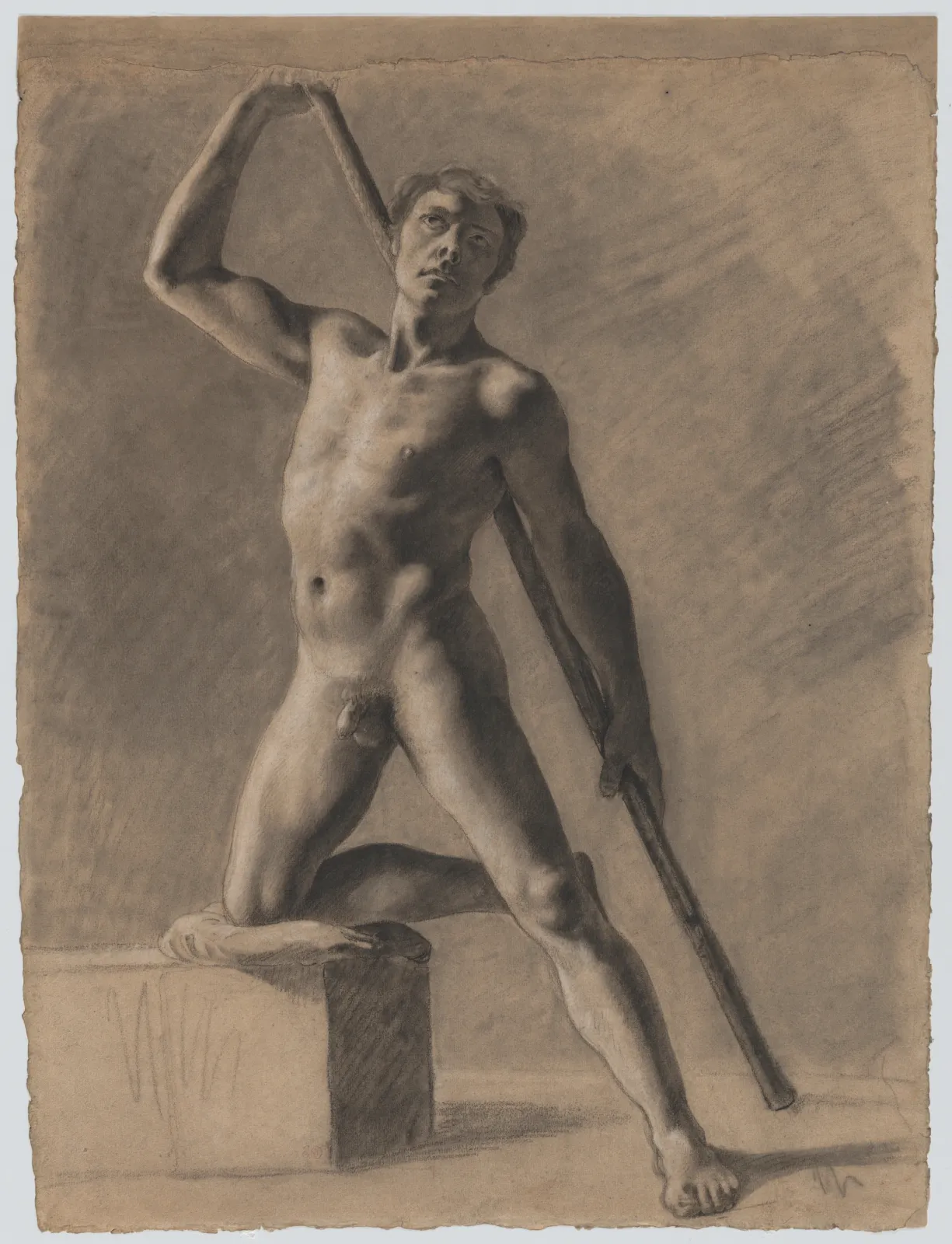 Academic Male Nude with Staff, Eugène Delacroix