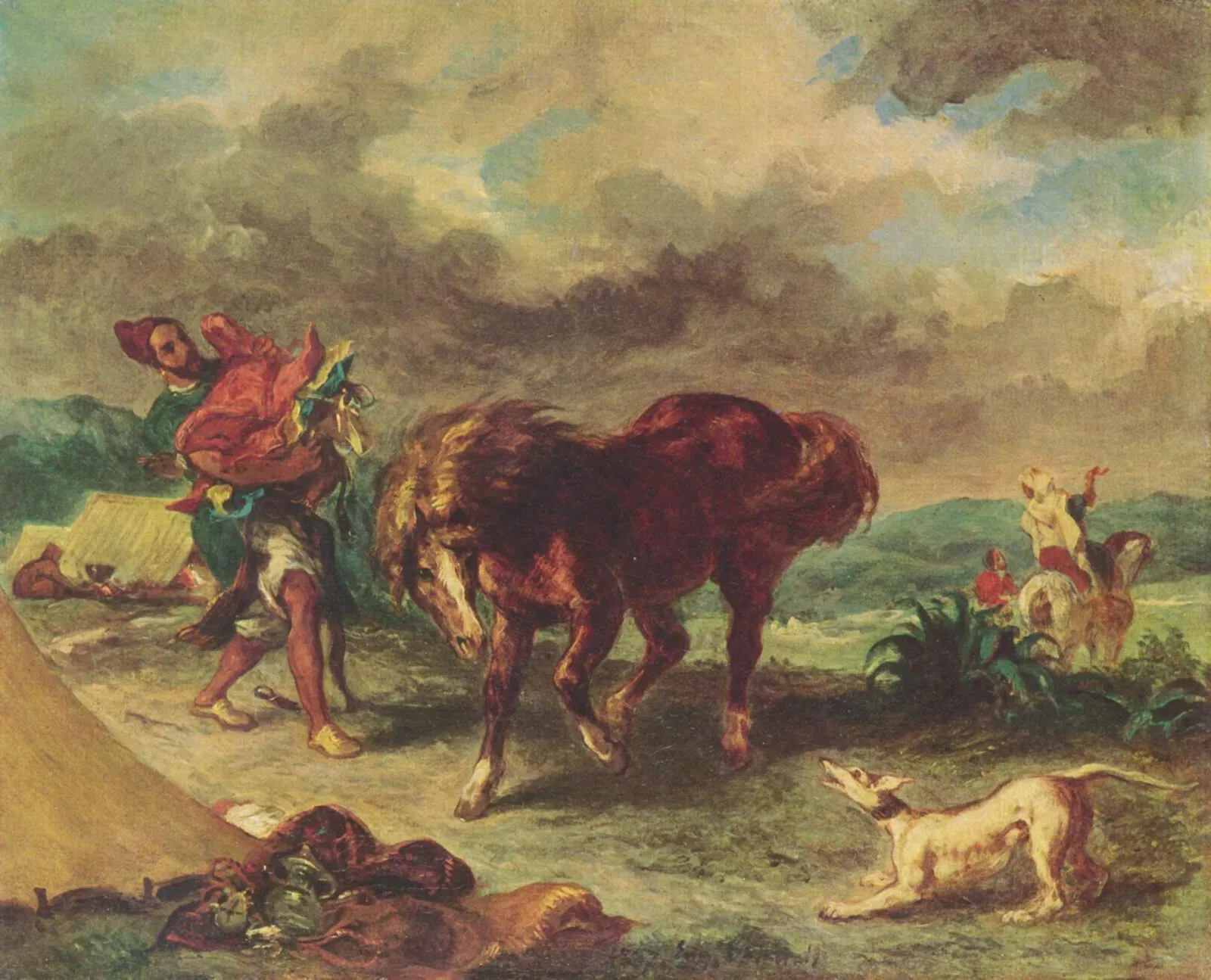 An Arab Saddling his Horse, Eugène Delacroix