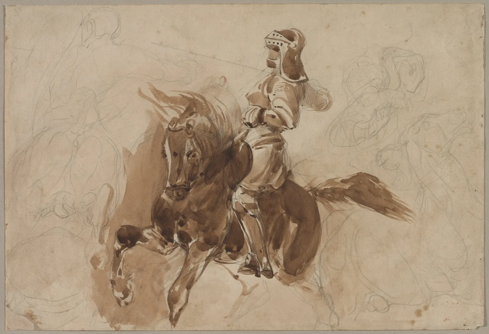 Armored Figure on Horseback (recto), Eugène Delacroix