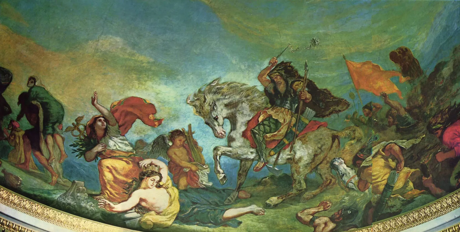 Attila suivi de ses hordes barbares foule aux pieds l’Italie et les Arts, Eugène Delacroix