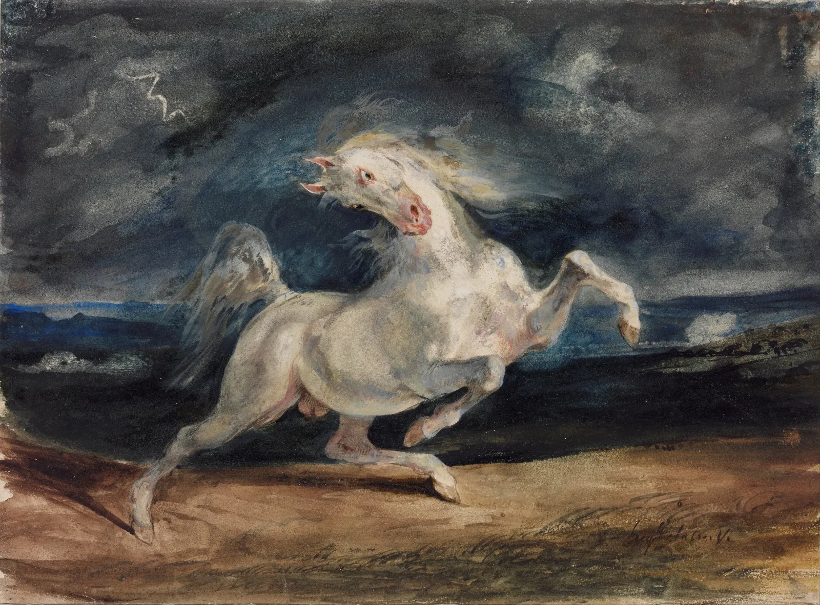 Cheval effrayé par l'orage, Eugène Delacroix