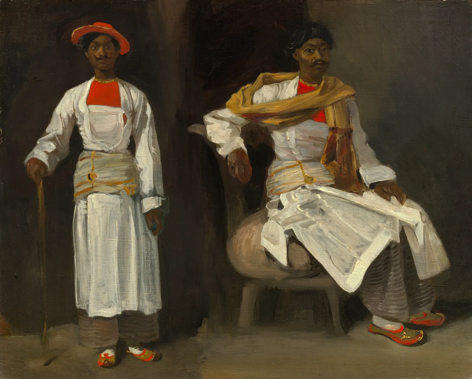 Deux études d'un indien de Calcutta, assis et debout, Eugène Delacroix