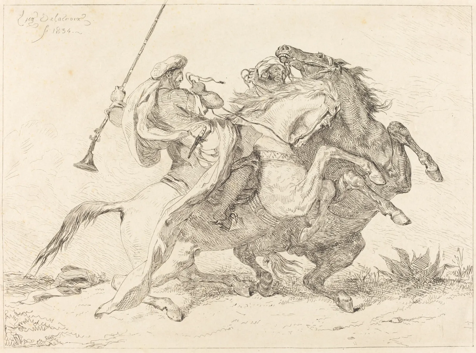Encounter of the Moorish Horsemen (Rencontre de Cavaliers Maures), Eugène Delacroix