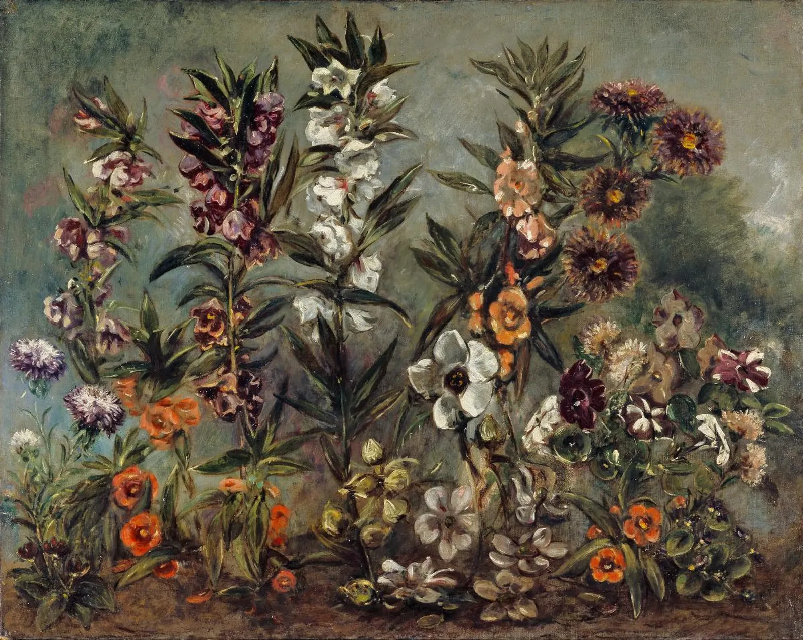 Étude d'asters et balsamine, Eugène Delacroix
