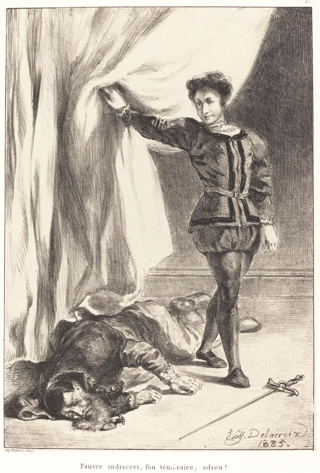 Hamlet and the Body of Polonius (Act III, Scene IV), Eugène Delacroix