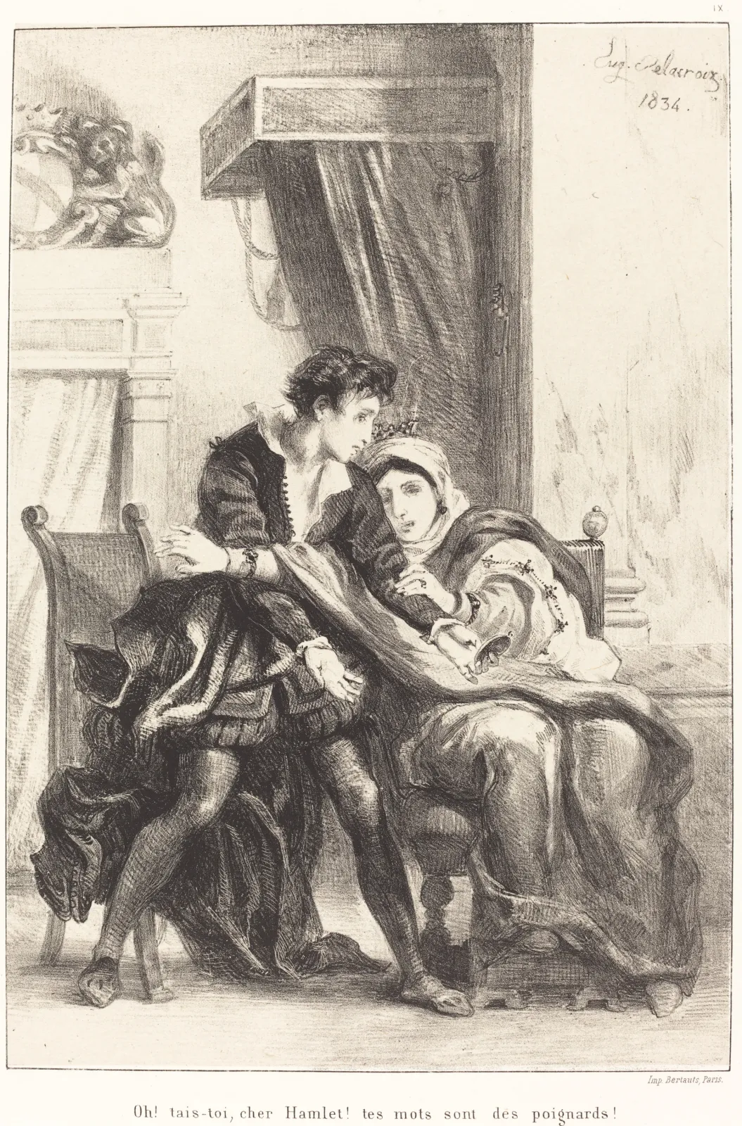 Hamlet and the Queen (Act III, Scene IV), Eugène Delacroix
