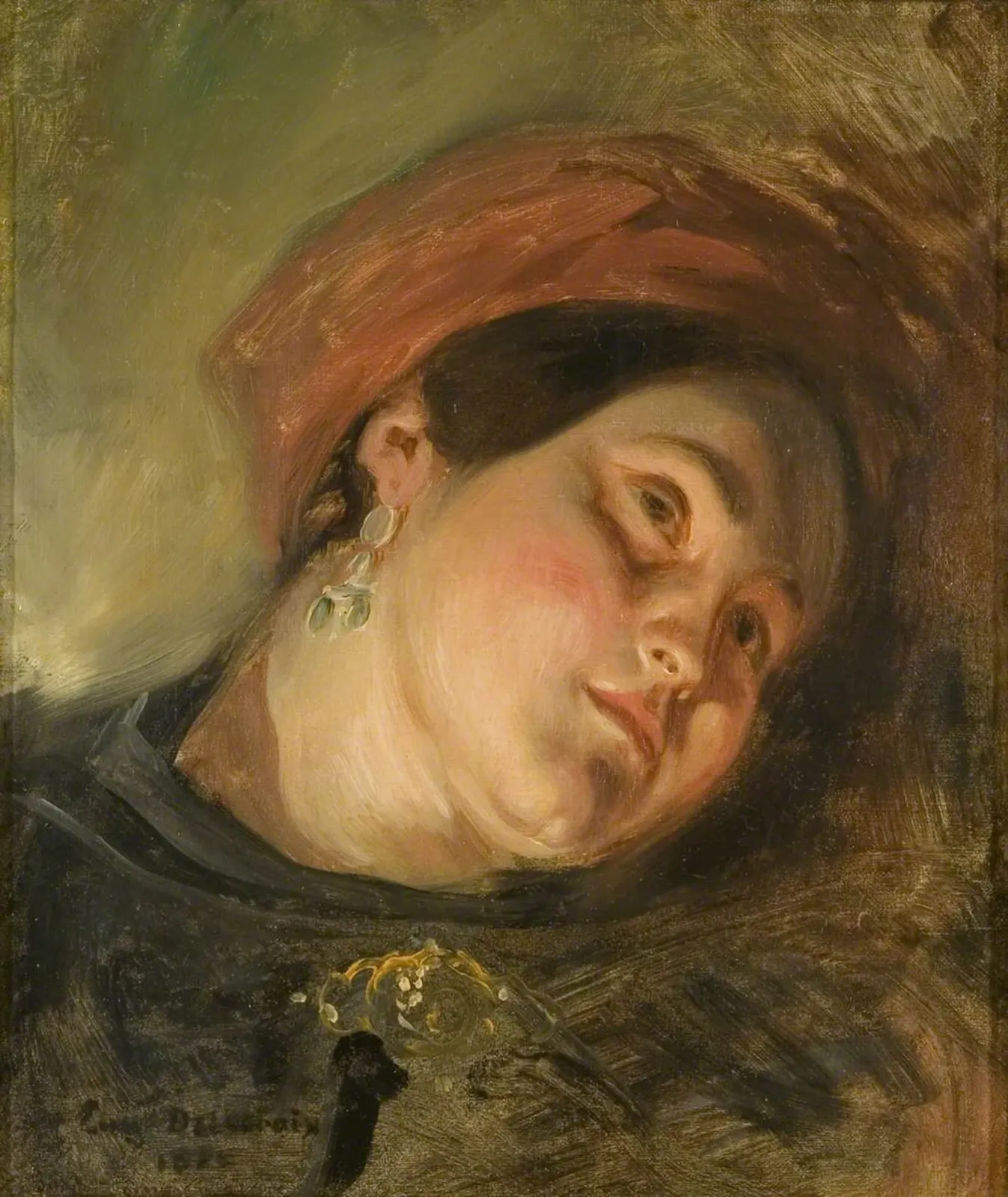 Head of a Woman in a Red Turban, Eugène Delacroix