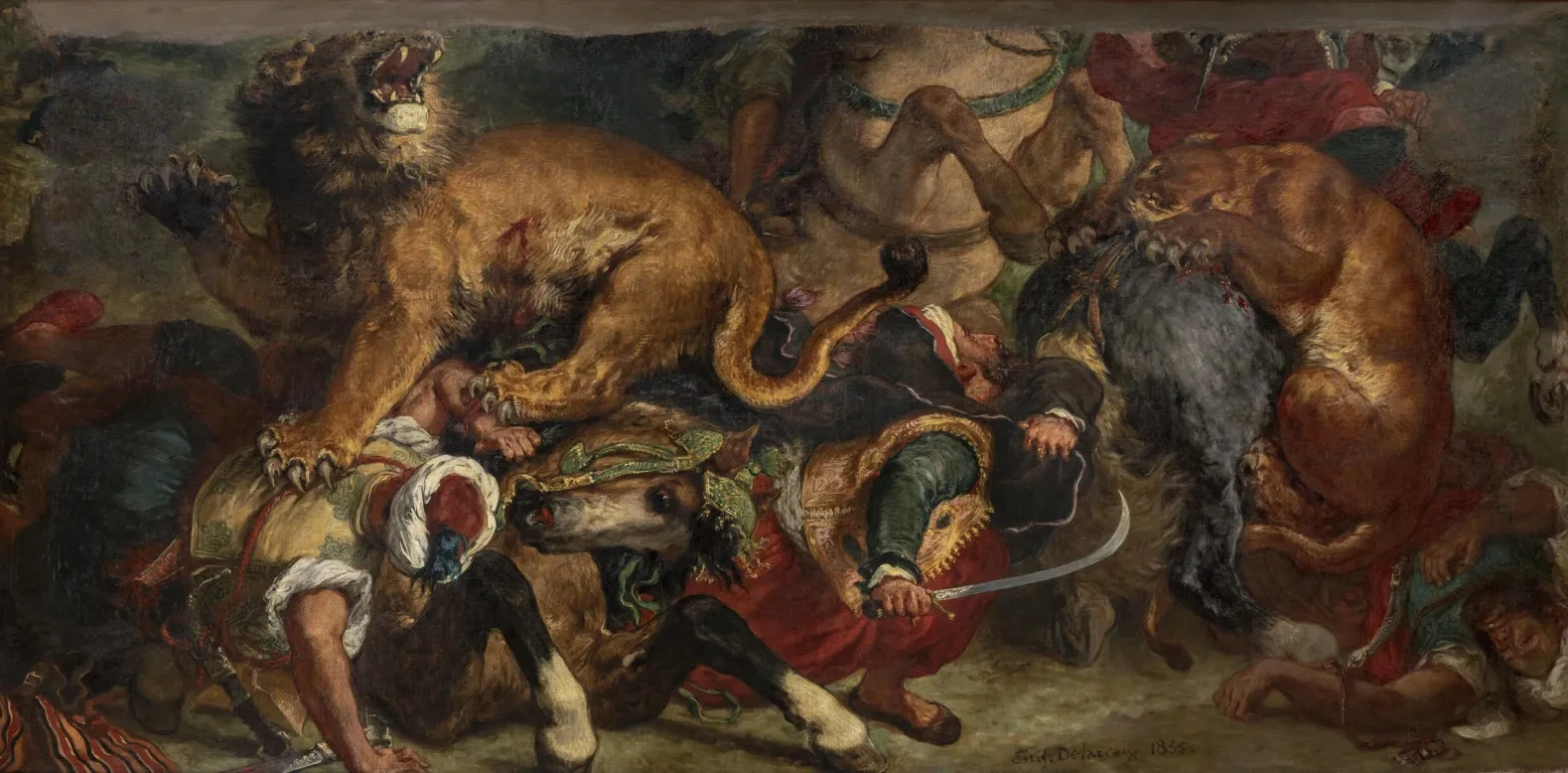 La caza de leones, Eugène Delacroix