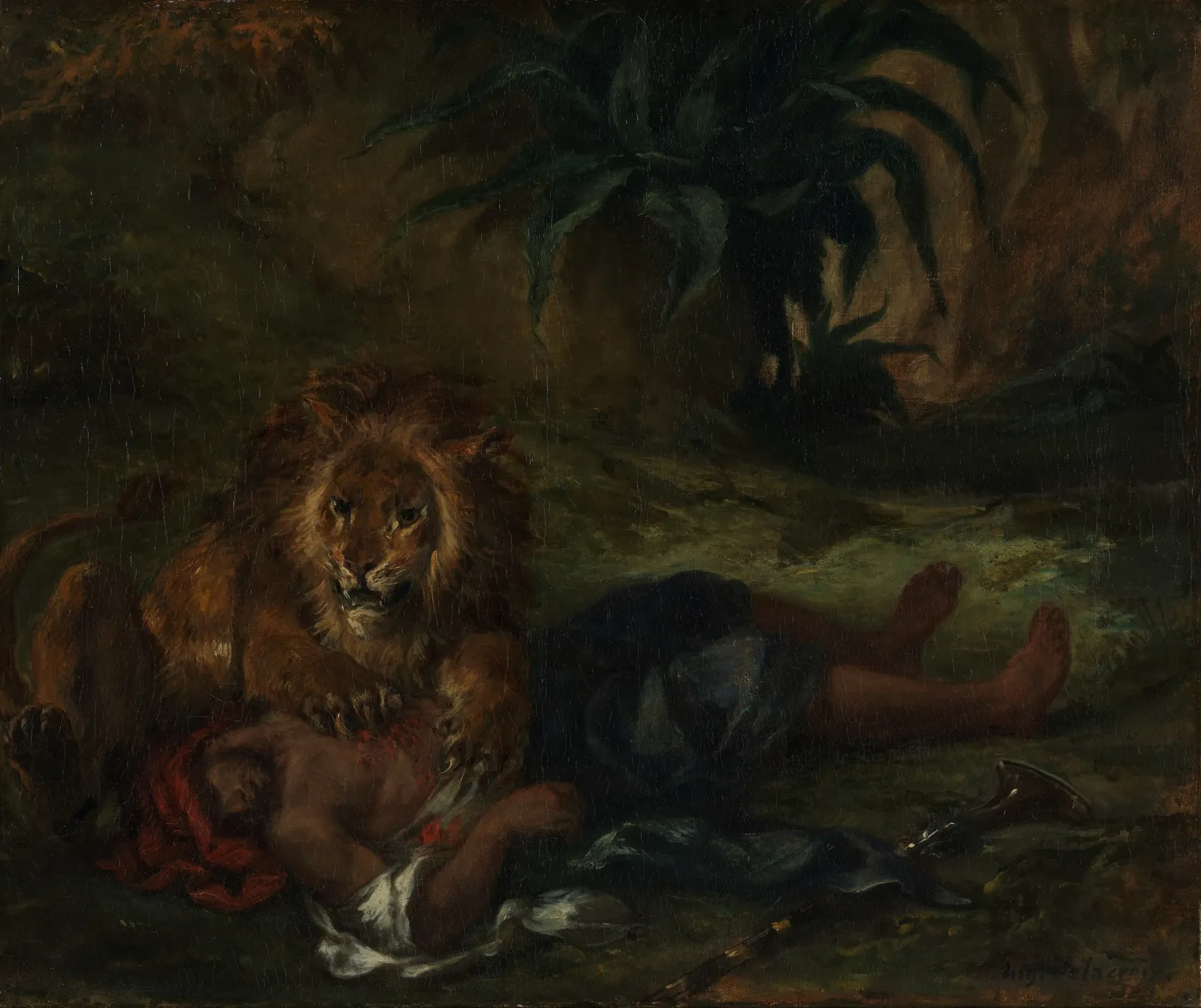 Lion dévorant un arabe, Eugène Delacroix