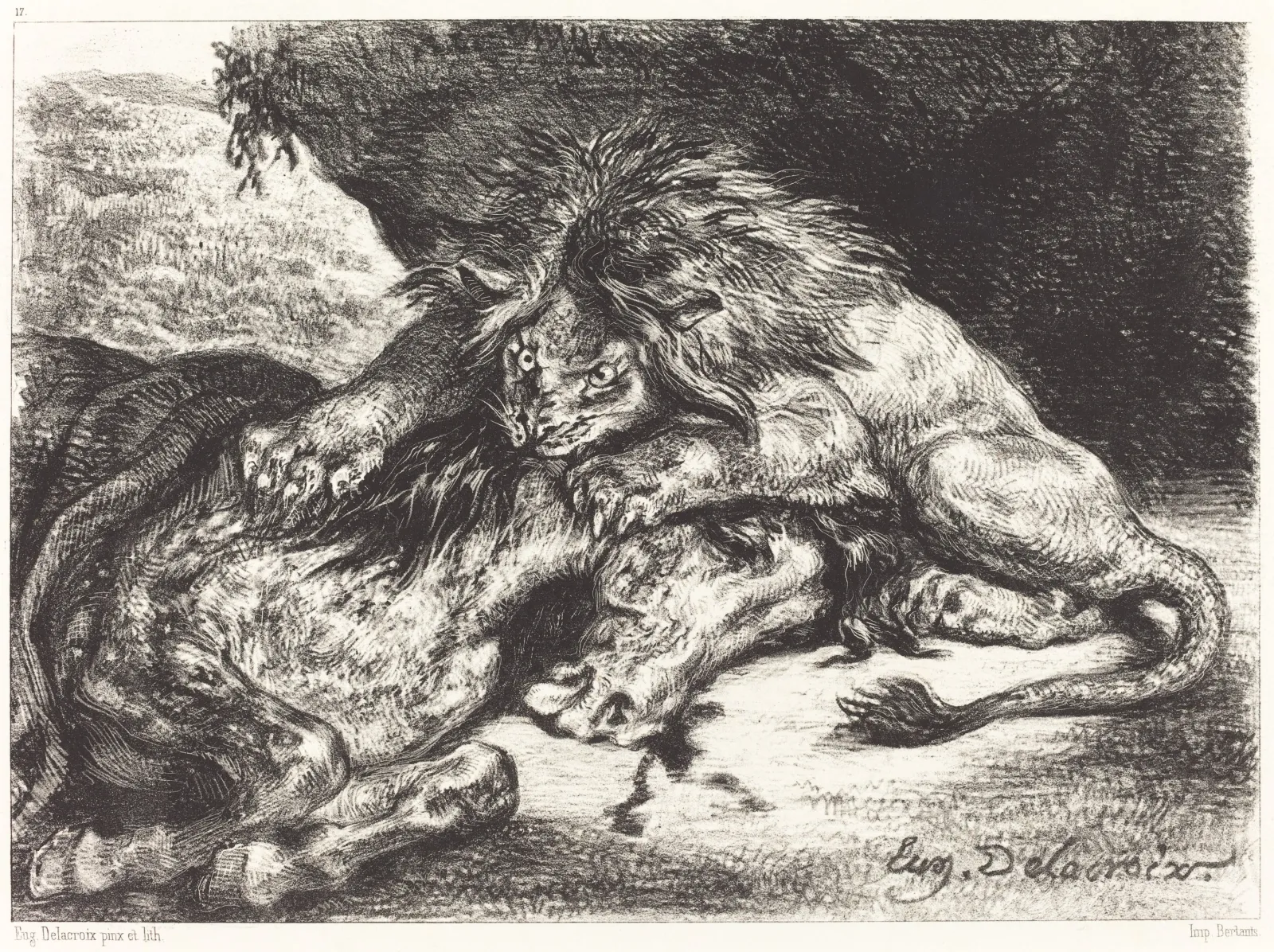 Lion Devorant un Cheval (Lion Devouring a Horse), Eugène Delacroix
