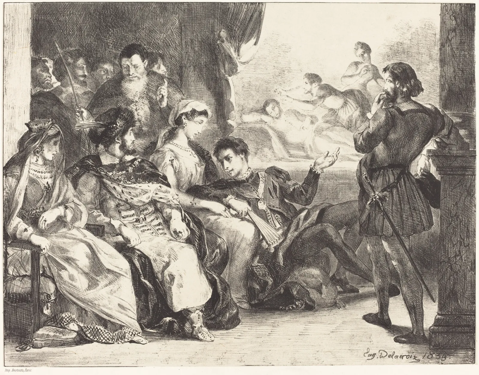 Players Enacting the Poisoning of Hamlet's Father (Act III, Scne II), Eugène Delacroix