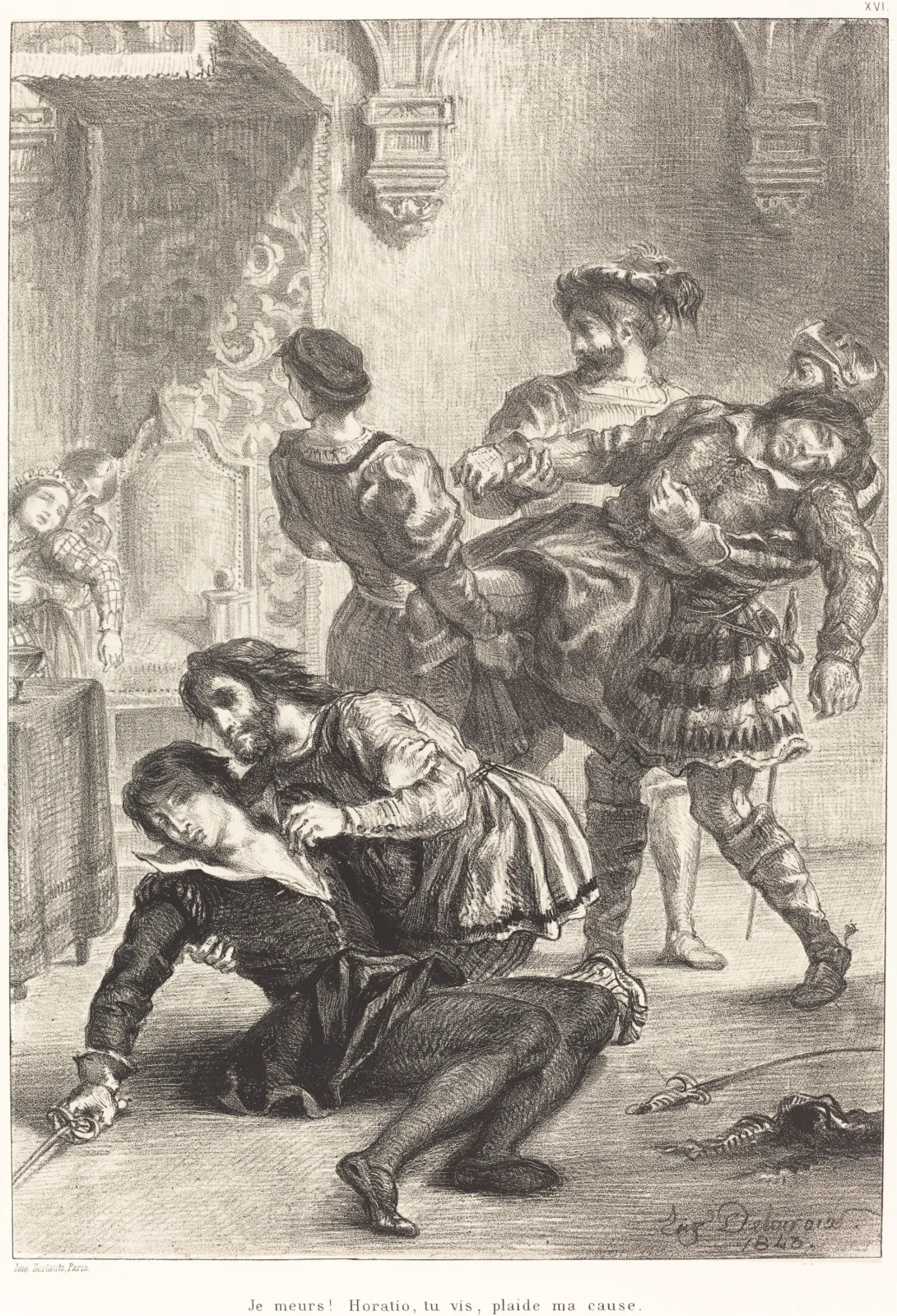 The Death of Hamlet (Act V, Scene II), Eugène Delacroix