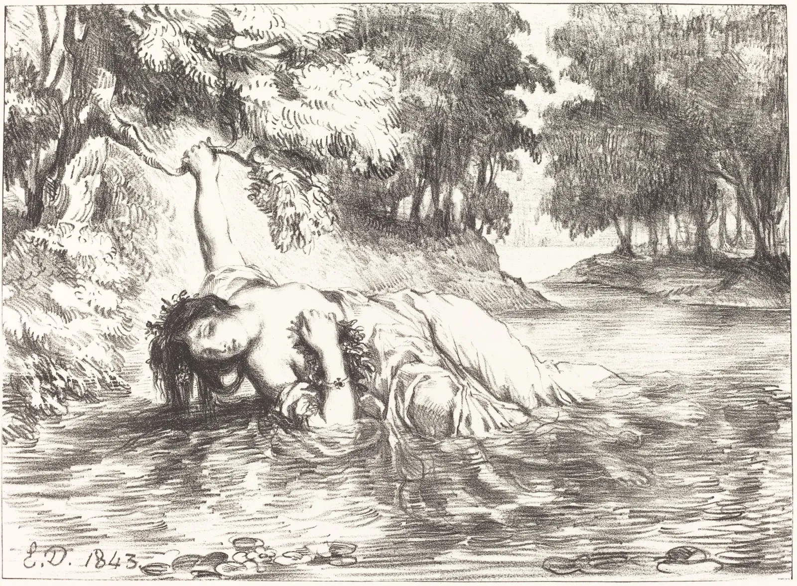 The Death of Ophelia (Act IV, Scene VII), Eugène Delacroix