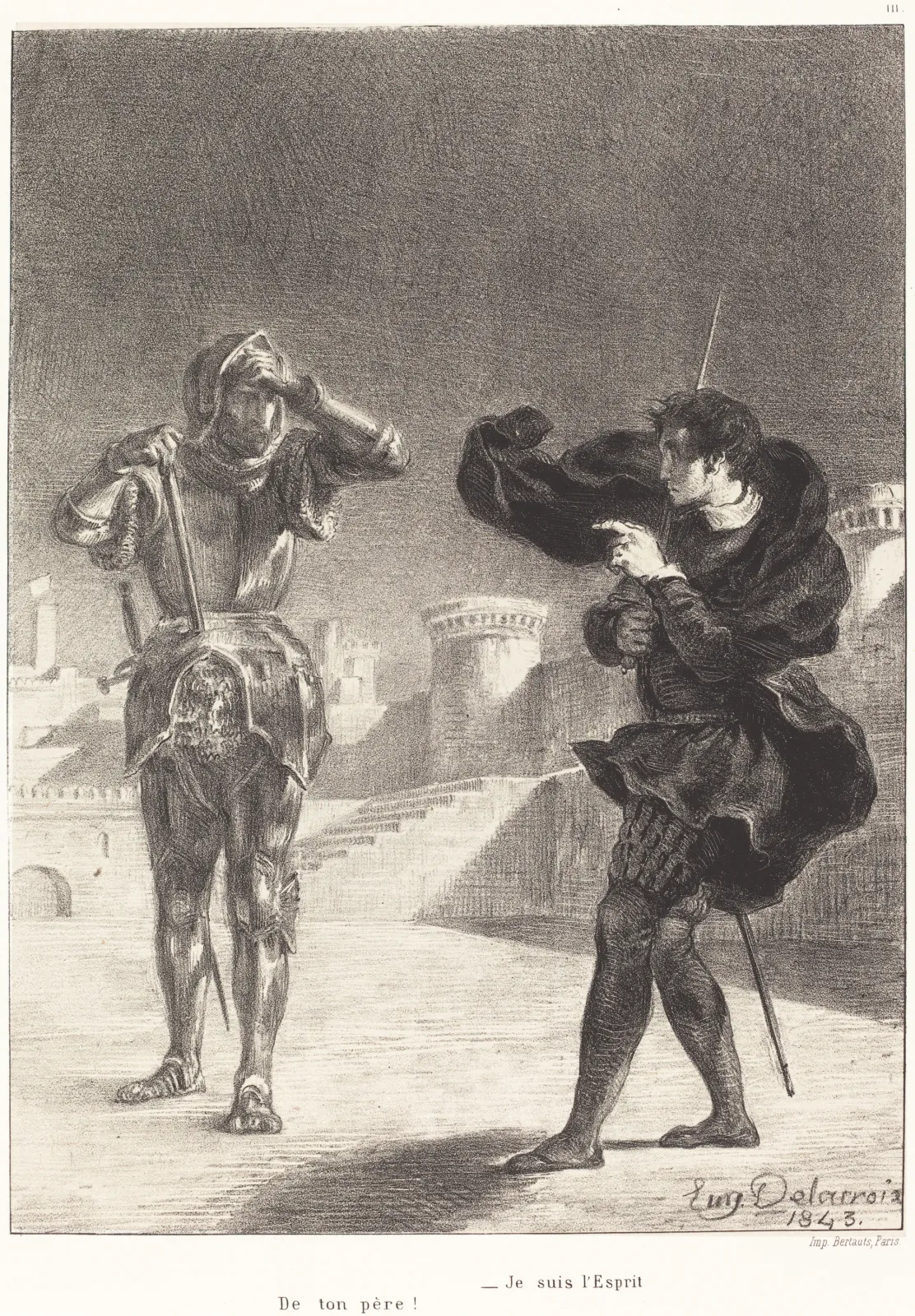 The Ghost on the Terrace (Act I, Scene V), Eugène Delacroix