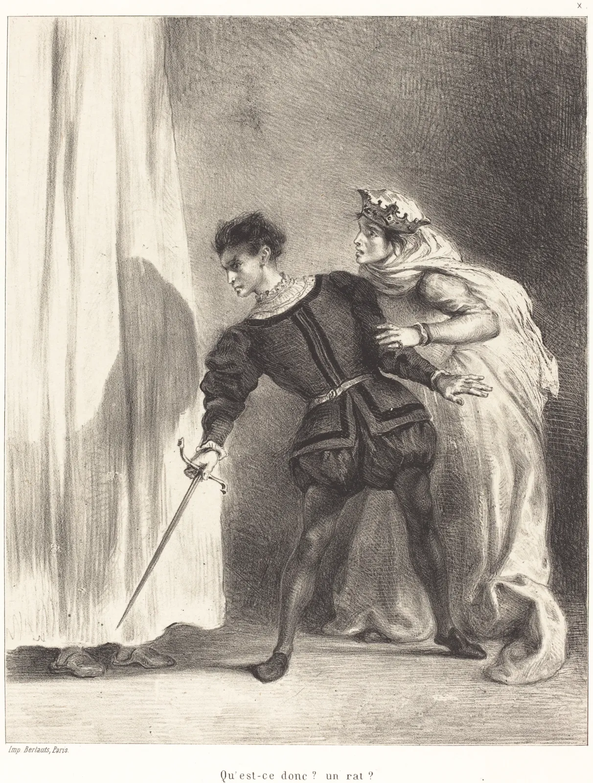The Murder of Polonius (Act III, Scene IV), Eugène Delacroix